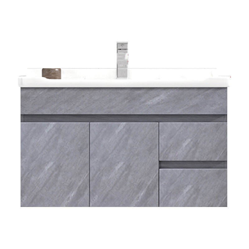 Modern Single Sink Vanity Set Rectangle Ceramic Top Bathroom Vanity Vanity & Faucet 32"L x 19"W x 19"H Gray Clearhalo 'Bathroom Remodel & Bathroom Fixtures' 'Bathroom Vanities' 'bathroom_vanities' 'Home Improvement' 'home_improvement' 'home_improvement_bathroom_vanities' 7692592