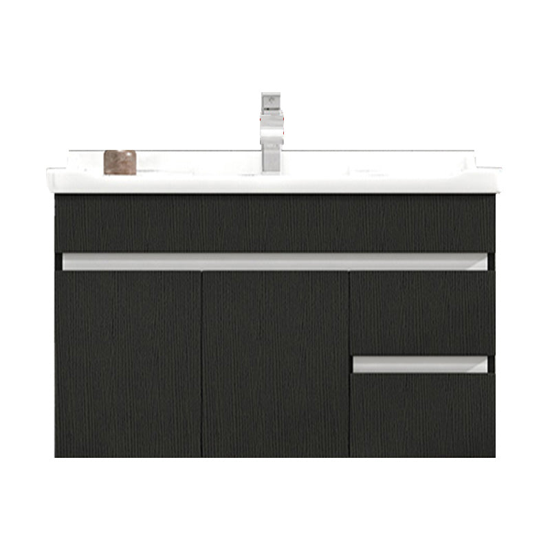 Modern Single Sink Vanity Set Rectangle Ceramic Top Bathroom Vanity Vanity & Faucet 36"L x 19"W x 19"H Black Clearhalo 'Bathroom Remodel & Bathroom Fixtures' 'Bathroom Vanities' 'bathroom_vanities' 'Home Improvement' 'home_improvement' 'home_improvement_bathroom_vanities' 7692593