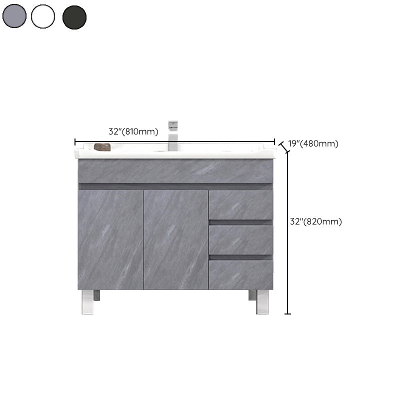 Modern Single Sink Vanity Set Rectangle Ceramic Top Bathroom Vanity Clearhalo 'Bathroom Remodel & Bathroom Fixtures' 'Bathroom Vanities' 'bathroom_vanities' 'Home Improvement' 'home_improvement' 'home_improvement_bathroom_vanities' 7692597