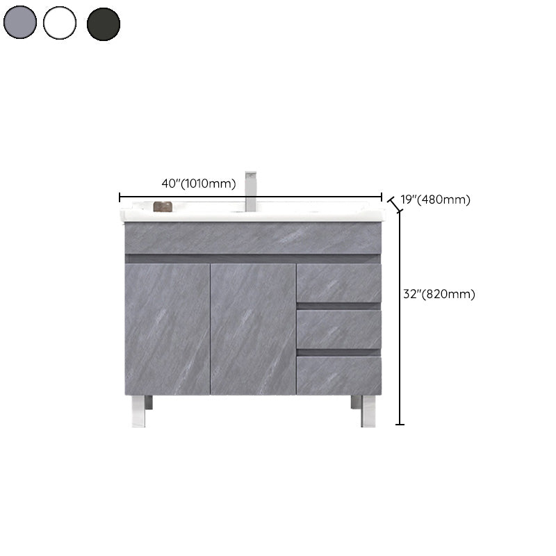 Modern Single Sink Vanity Set Rectangle Ceramic Top Bathroom Vanity Clearhalo 'Bathroom Remodel & Bathroom Fixtures' 'Bathroom Vanities' 'bathroom_vanities' 'Home Improvement' 'home_improvement' 'home_improvement_bathroom_vanities' 7692599