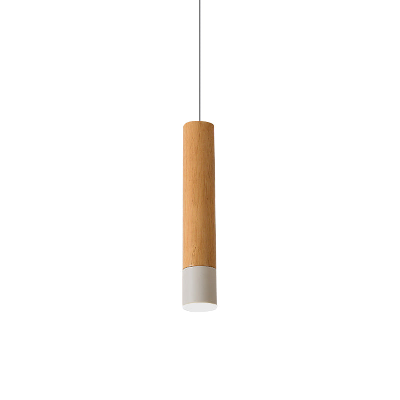 22.5"/26"/30" H Tube LED Pendant Light Modern Wooden Study Room Ceiling Lamp with Black/White Tip in Warm/White Light Clearhalo 'Ceiling Lights' 'Pendant Lights' 'Pendants' Lighting' 769279