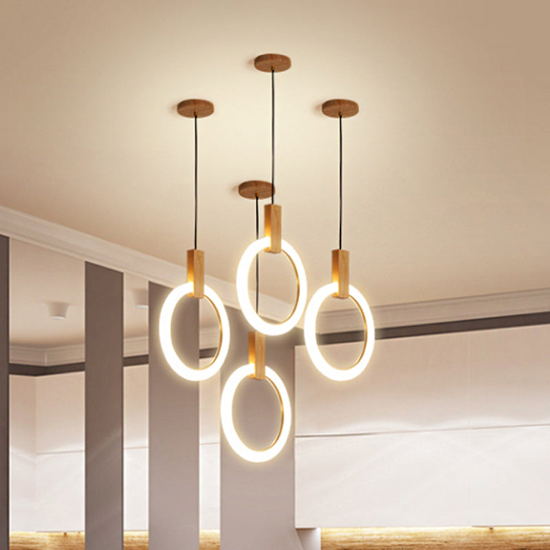 1/3-Light Bedroom Suspension Pendant with Ring Acrylic Shade White Hanging Ceiling Light, 8"/12"/16" Dia Clearhalo 'Ceiling Lights' 'Modern Pendants' 'Modern' 'Pendant Lights' 'Pendants' Lighting' 769294