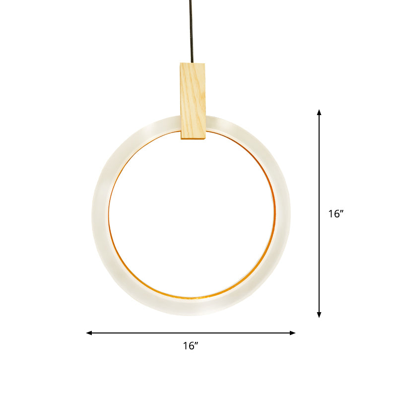 1/3-Light Bedroom Suspension Pendant with Ring Acrylic Shade White Hanging Ceiling Light, 8"/12"/16" Dia Clearhalo 'Ceiling Lights' 'Modern Pendants' 'Modern' 'Pendant Lights' 'Pendants' Lighting' 769296