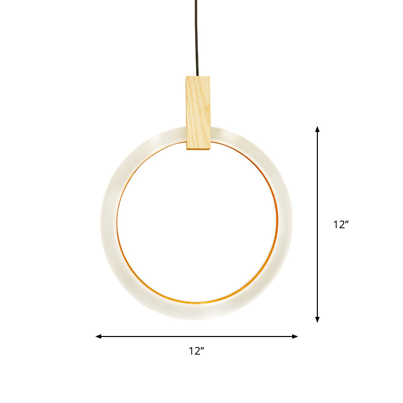 1/3-Light Bedroom Suspension Pendant with Ring Acrylic Shade White Hanging Ceiling Light, 8"/12"/16" Dia Clearhalo 'Ceiling Lights' 'Modern Pendants' 'Modern' 'Pendant Lights' 'Pendants' Lighting' 769297