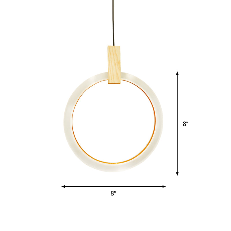 1/3-Light Bedroom Suspension Pendant with Ring Acrylic Shade White Hanging Ceiling Light, 8"/12"/16" Dia Clearhalo 'Ceiling Lights' 'Modern Pendants' 'Modern' 'Pendant Lights' 'Pendants' Lighting' 769298