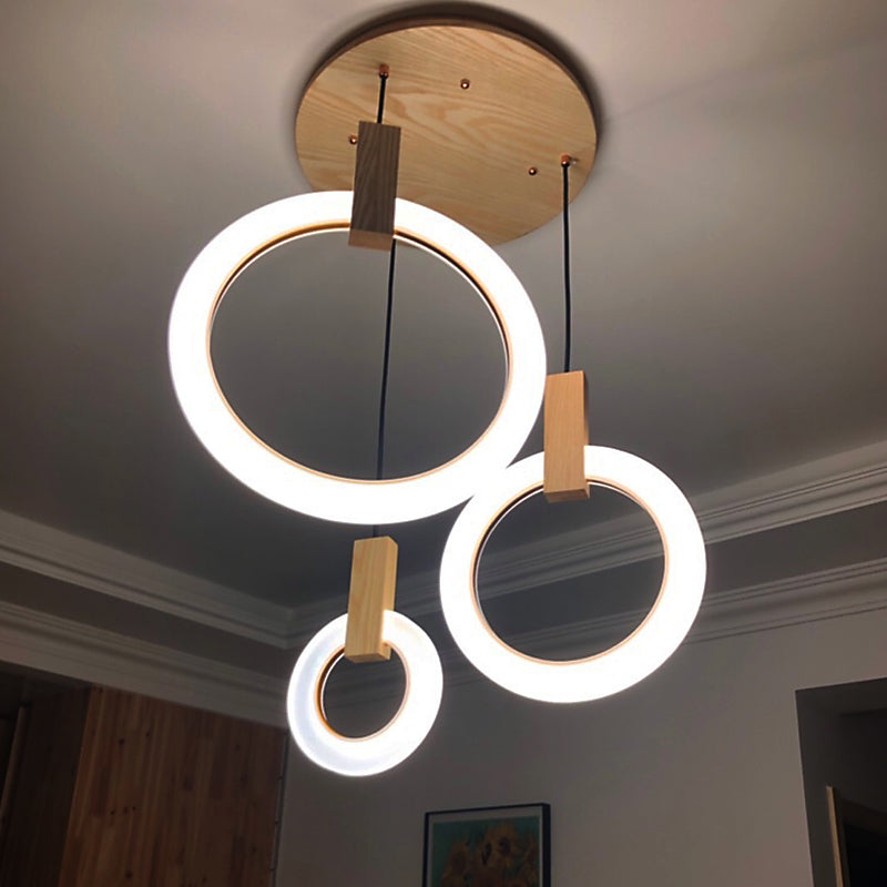 1/3-Light Bedroom Suspension Pendant with Ring Acrylic Shade White Hanging Ceiling Light, 8"/12"/16" Dia 3 White 20.5" Clearhalo 'Ceiling Lights' 'Modern Pendants' 'Modern' 'Pendant Lights' 'Pendants' Lighting' 769299