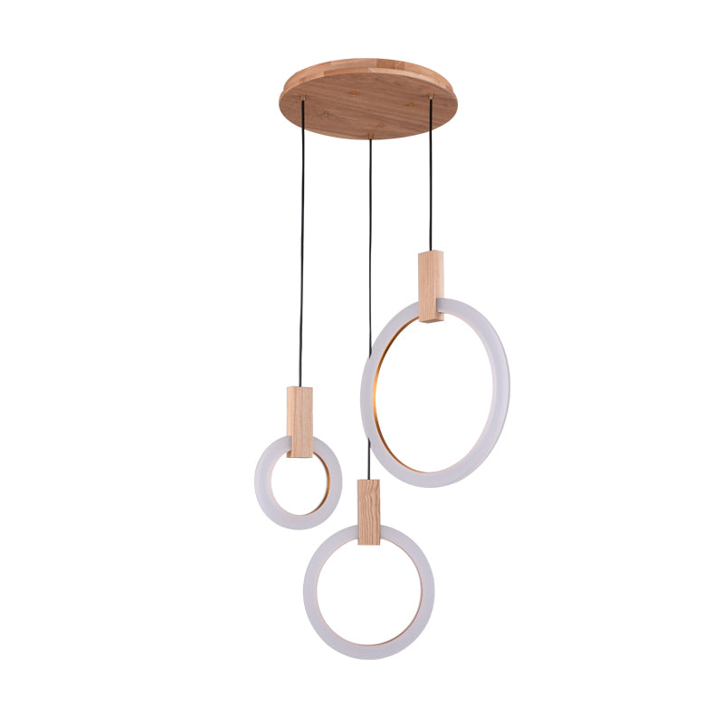 1/3-Light Bedroom Suspension Pendant with Ring Acrylic Shade White Hanging Ceiling Light, 8"/12"/16" Dia Clearhalo 'Ceiling Lights' 'Modern Pendants' 'Modern' 'Pendant Lights' 'Pendants' Lighting' 769302