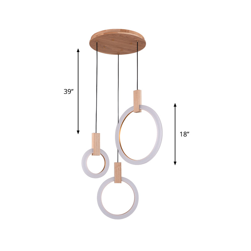 1/3-Light Bedroom Suspension Pendant with Ring Acrylic Shade White Hanging Ceiling Light, 8"/12"/16" Dia Clearhalo 'Ceiling Lights' 'Modern Pendants' 'Modern' 'Pendant Lights' 'Pendants' Lighting' 769303