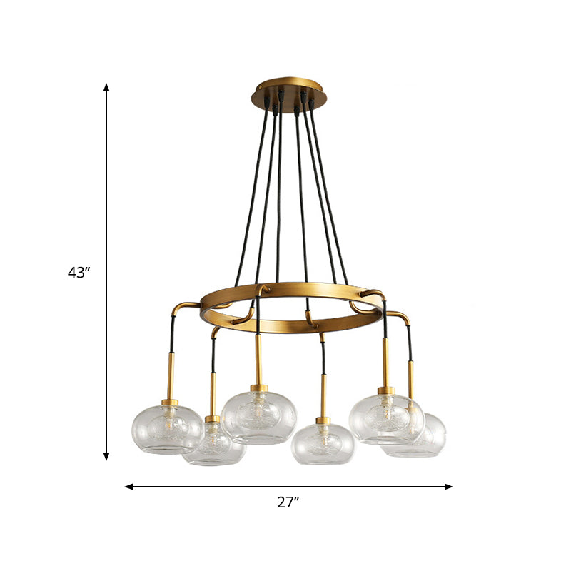 Oval Island Chandelier Lighting Post-Modern Clear Glass 6/8 Lights Gold Led Hanging Lamp with Round/Linear Canopy Clearhalo 'Ceiling Lights' 'Island Lights' Lighting' 769308