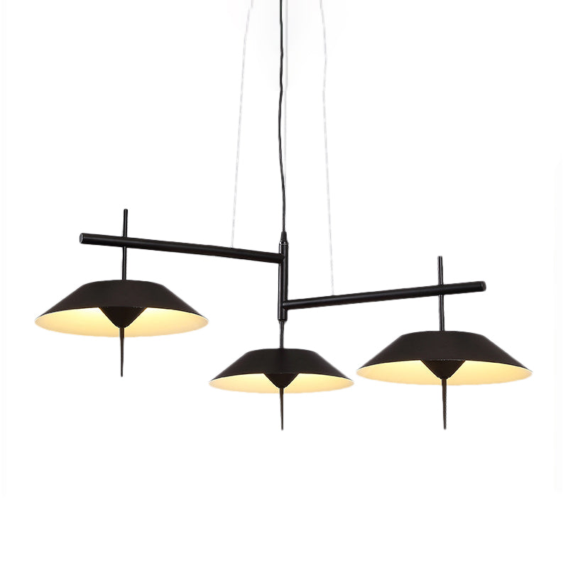 Half Conical Chandelier Simplicity Metal 3 Lights Black/White Hanging Pendant Light in Warm/White Light Clearhalo 'Ceiling Lights' 'Chandeliers' 'Modern Chandeliers' 'Modern' Lighting' 769327