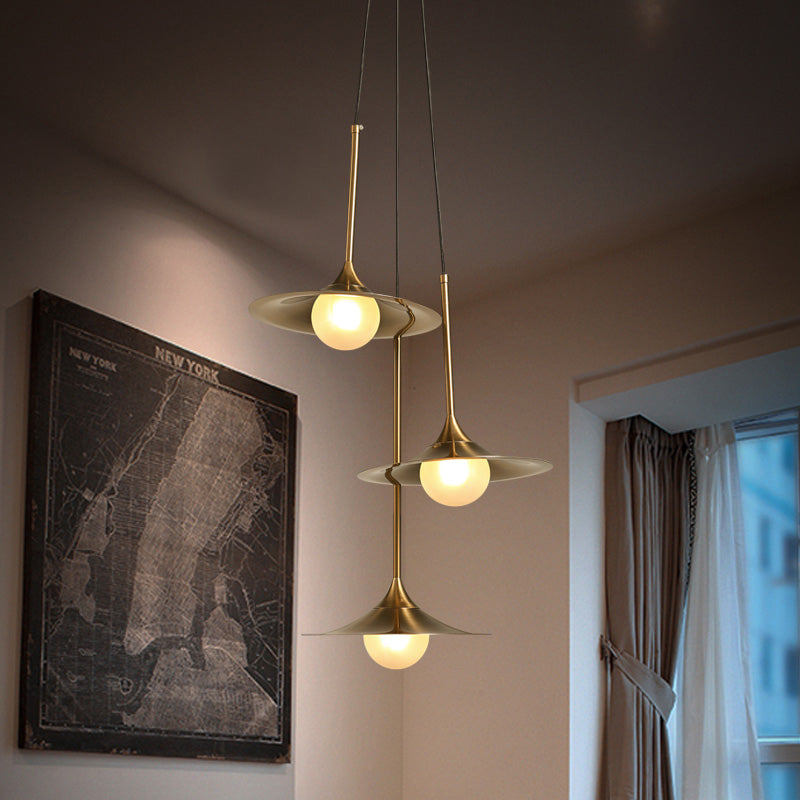 Trumpet Hanging Light with Glass Shade Contemporary Metal Single Head Brass Suspension Pendant Light for Hallway Brass Clearhalo 'Ceiling Lights' 'Pendant Lights' 'Pendants' Lighting' 769333_66d06a68-21b3-401c-b9b0-7af04c9b4835