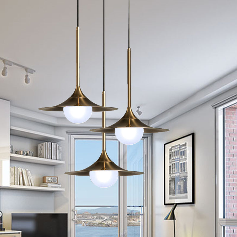 Trumpet Hanging Light with Glass Shade Contemporary Metal Single Head Brass Suspension Pendant Light for Hallway Clearhalo 'Ceiling Lights' 'Pendant Lights' 'Pendants' Lighting' 769335