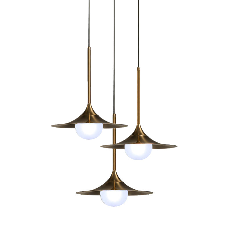 Trumpet Hanging Light with Glass Shade Contemporary Metal Single Head Brass Suspension Pendant Light for Hallway Clearhalo 'Ceiling Lights' 'Pendant Lights' 'Pendants' Lighting' 769336