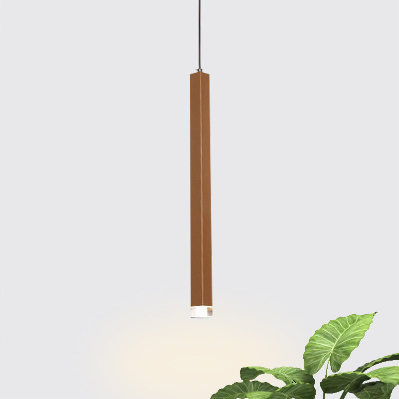 Gold Slim Cuboid Metal Suspension Light Simple Style 1/4/5 Light Bar Hanging Pendant Light in Warm/White 1 Gold Clearhalo 'Ceiling Lights' 'Modern Pendants' 'Modern' 'Pendant Lights' 'Pendants' Lighting' 769353