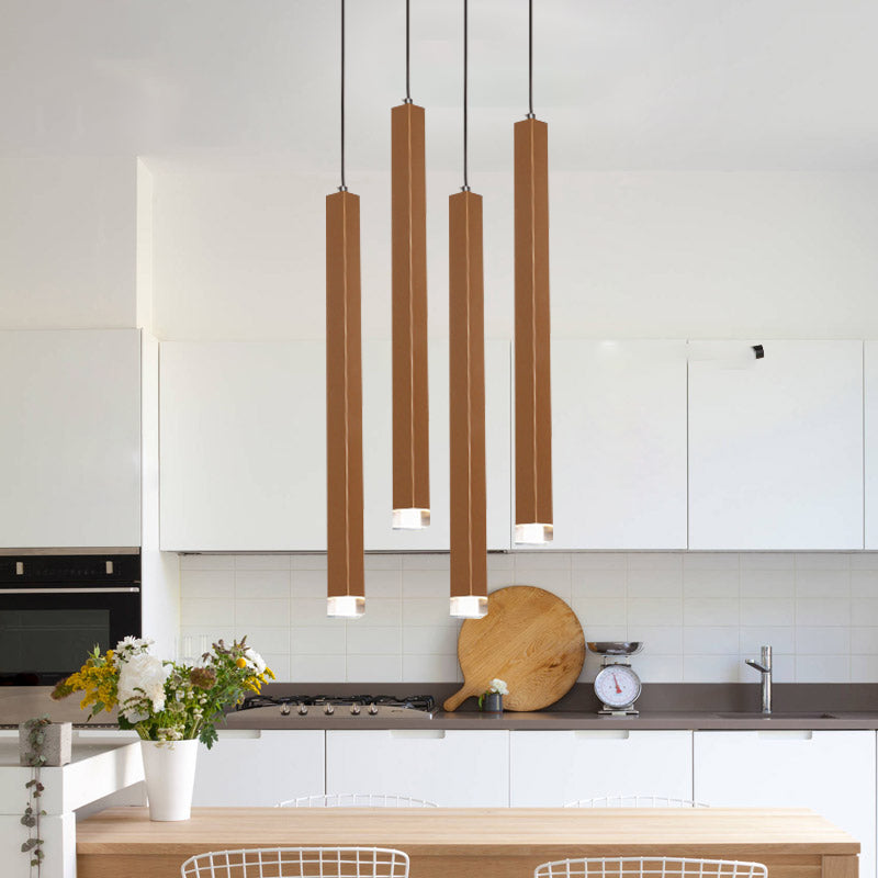 Gold Slim Cuboid Metal Suspension Light Simple Style 1/4/5 Light Bar Hanging Pendant Light in Warm/White Clearhalo 'Ceiling Lights' 'Modern Pendants' 'Modern' 'Pendant Lights' 'Pendants' Lighting' 769359