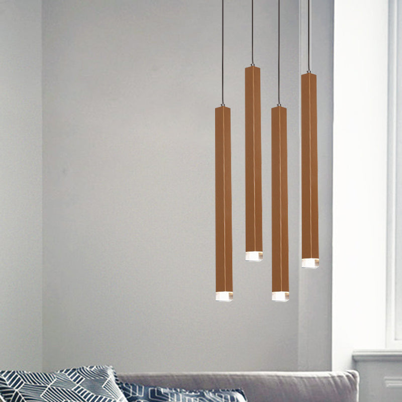 Gold Slim Cuboid Metal Suspension Light Simple Style 1/4/5 Light Bar Hanging Pendant Light in Warm/White Clearhalo 'Ceiling Lights' 'Modern Pendants' 'Modern' 'Pendant Lights' 'Pendants' Lighting' 769360