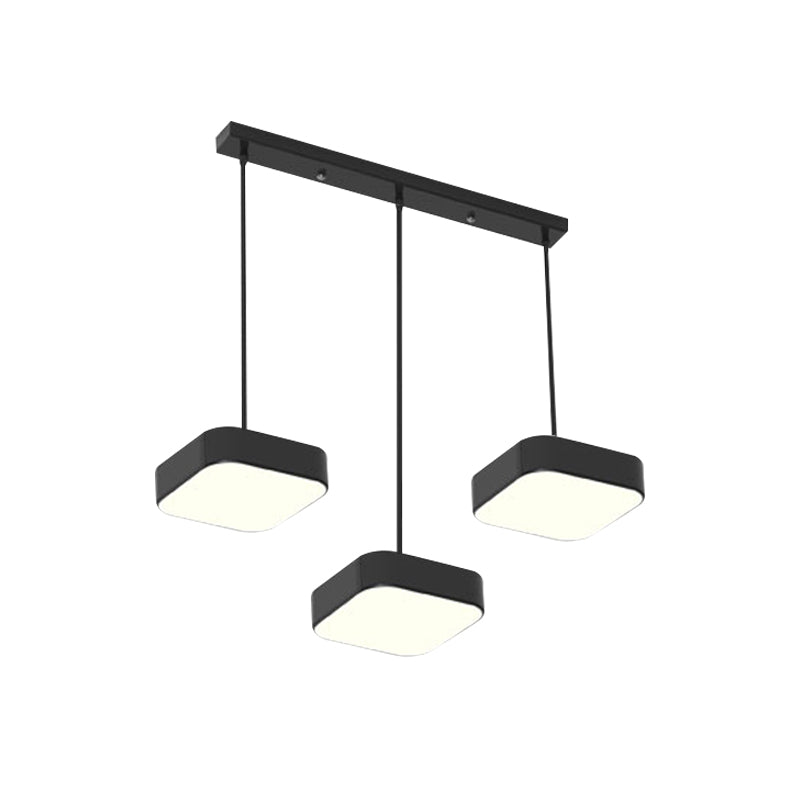 Round/Squared Hanging Ceiling Light Contemporary Metal LED Black/White Pendant Lighting with Round/Linear Canopy Clearhalo 'Ceiling Lights' 'Modern Pendants' 'Modern' 'Pendant Lights' 'Pendants' Lighting' 769371