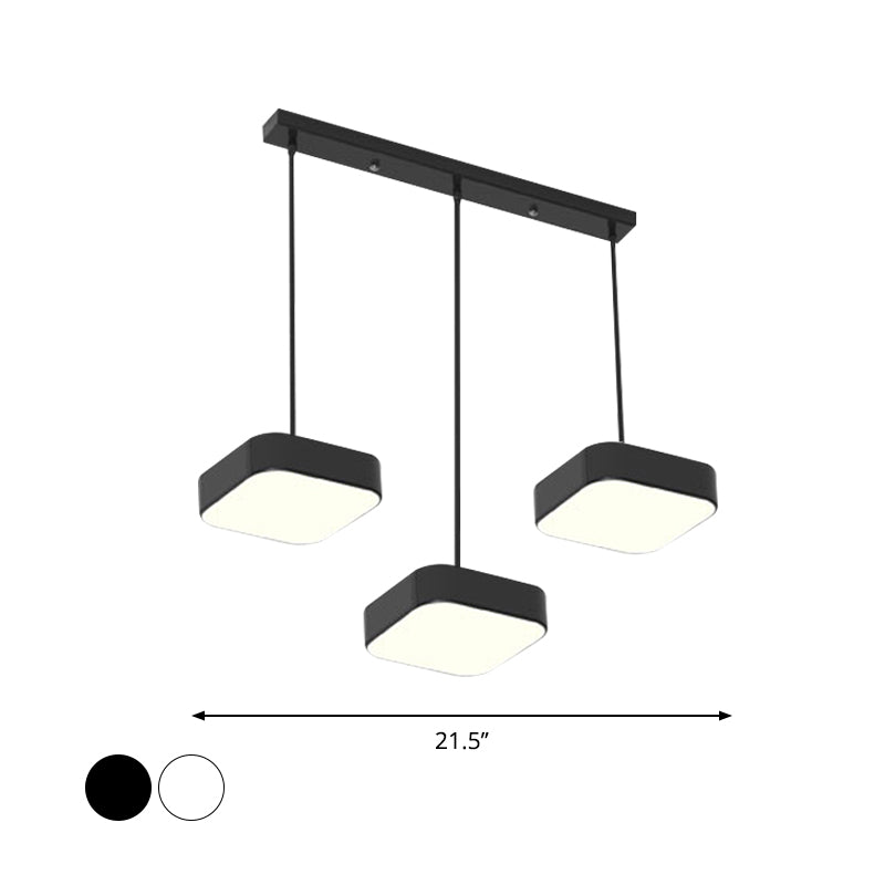 Round/Squared Hanging Ceiling Light Contemporary Metal LED Black/White Pendant Lighting with Round/Linear Canopy Clearhalo 'Ceiling Lights' 'Modern Pendants' 'Modern' 'Pendant Lights' 'Pendants' Lighting' 769372