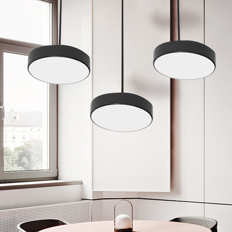 Round/Squared Hanging Ceiling Light Contemporary Metal LED Black/White Pendant Lighting with Round/Linear Canopy Clearhalo 'Ceiling Lights' 'Modern Pendants' 'Modern' 'Pendant Lights' 'Pendants' Lighting' 769378