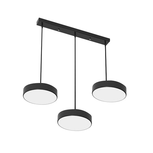 Round/Squared Hanging Ceiling Light Contemporary Metal LED Black/White Pendant Lighting with Round/Linear Canopy Clearhalo 'Ceiling Lights' 'Modern Pendants' 'Modern' 'Pendant Lights' 'Pendants' Lighting' 769380