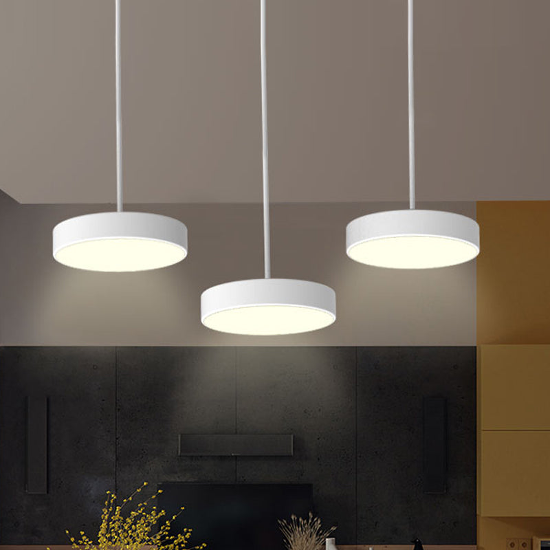 Round/Squared Hanging Ceiling Light Contemporary Metal LED Black/White Pendant Lighting with Round/Linear Canopy White Round Linear Clearhalo 'Ceiling Lights' 'Modern Pendants' 'Modern' 'Pendant Lights' 'Pendants' Lighting' 769382