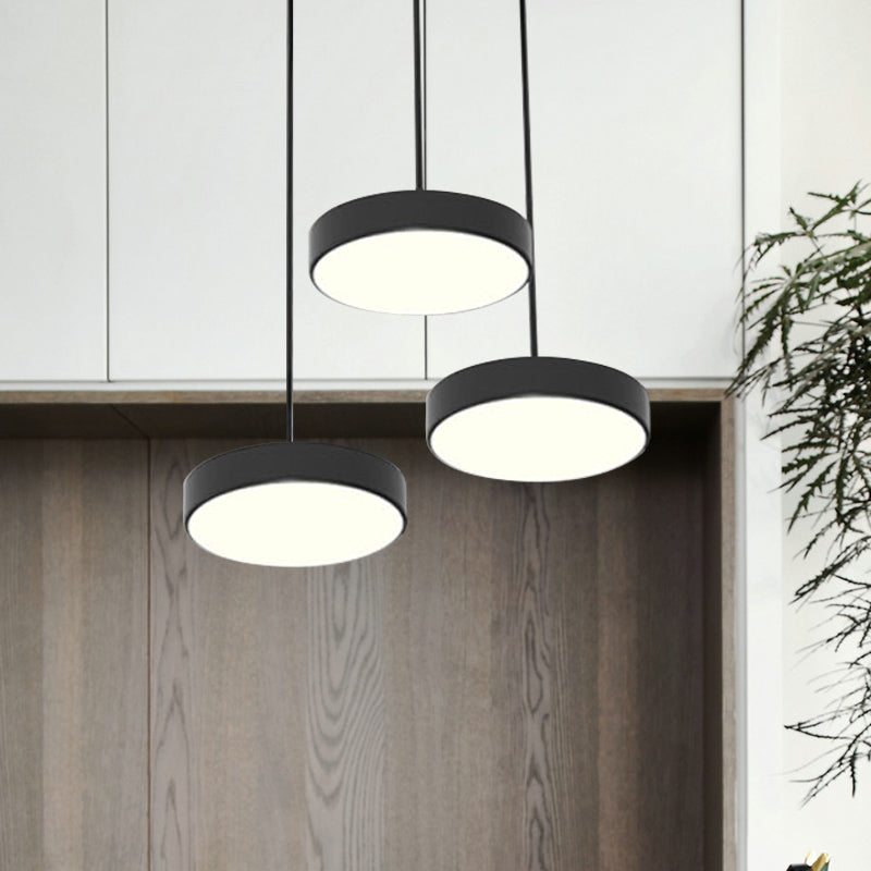 Round/Squared Hanging Ceiling Light Contemporary Metal LED Black/White Pendant Lighting with Round/Linear Canopy Clearhalo 'Ceiling Lights' 'Modern Pendants' 'Modern' 'Pendant Lights' 'Pendants' Lighting' 769387