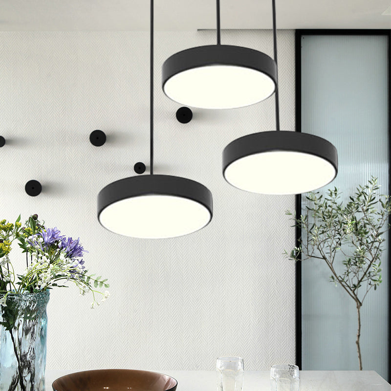 Round/Squared Hanging Ceiling Light Contemporary Metal LED Black/White Pendant Lighting with Round/Linear Canopy Clearhalo 'Ceiling Lights' 'Modern Pendants' 'Modern' 'Pendant Lights' 'Pendants' Lighting' 769388