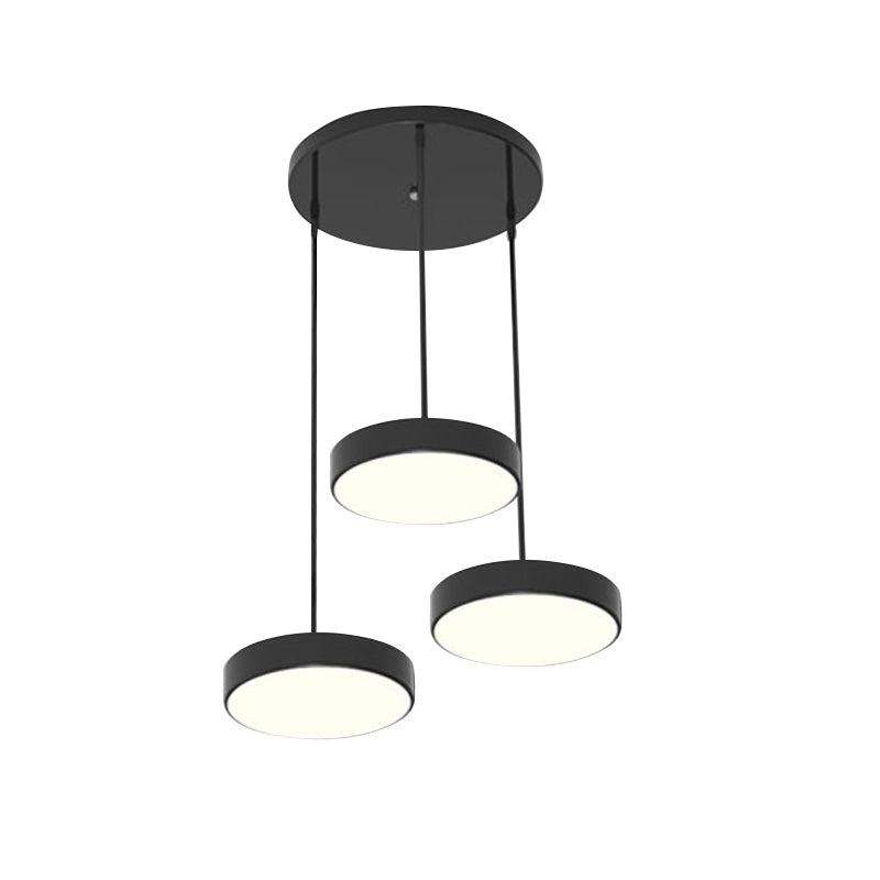 Round/Squared Hanging Ceiling Light Contemporary Metal LED Black/White Pendant Lighting with Round/Linear Canopy Clearhalo 'Ceiling Lights' 'Modern Pendants' 'Modern' 'Pendant Lights' 'Pendants' Lighting' 769389