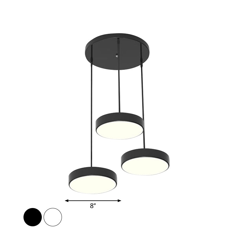 Round/Squared Hanging Ceiling Light Contemporary Metal LED Black/White Pendant Lighting with Round/Linear Canopy Clearhalo 'Ceiling Lights' 'Modern Pendants' 'Modern' 'Pendant Lights' 'Pendants' Lighting' 769390