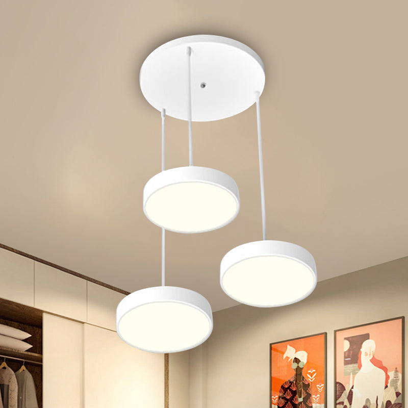 Round/Squared Hanging Ceiling Light Contemporary Metal LED Black/White Pendant Lighting with Round/Linear Canopy Clearhalo 'Ceiling Lights' 'Modern Pendants' 'Modern' 'Pendant Lights' 'Pendants' Lighting' 769392