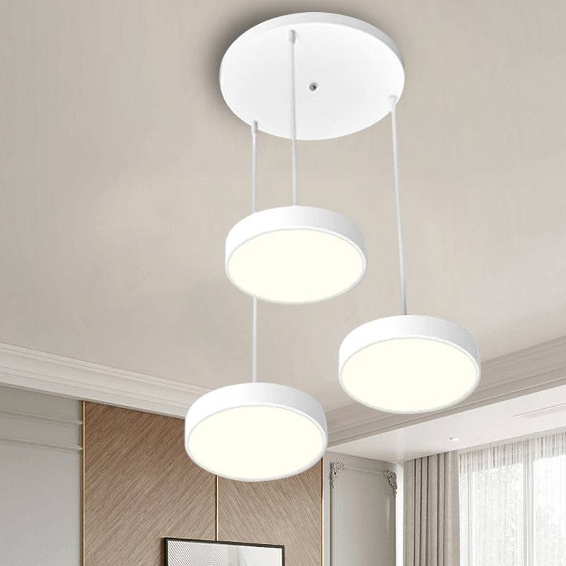 Round/Squared Hanging Ceiling Light Contemporary Metal LED Black/White Pendant Lighting with Round/Linear Canopy Clearhalo 'Ceiling Lights' 'Modern Pendants' 'Modern' 'Pendant Lights' 'Pendants' Lighting' 769393