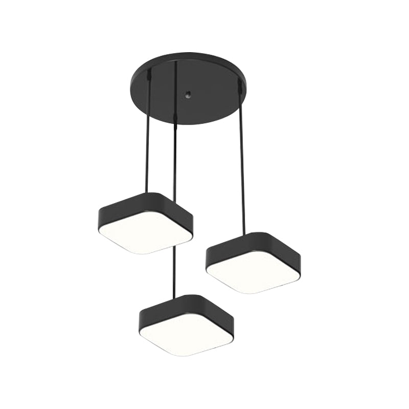 Round/Squared Hanging Ceiling Light Contemporary Metal LED Black/White Pendant Lighting with Round/Linear Canopy Clearhalo 'Ceiling Lights' 'Modern Pendants' 'Modern' 'Pendant Lights' 'Pendants' Lighting' 769398