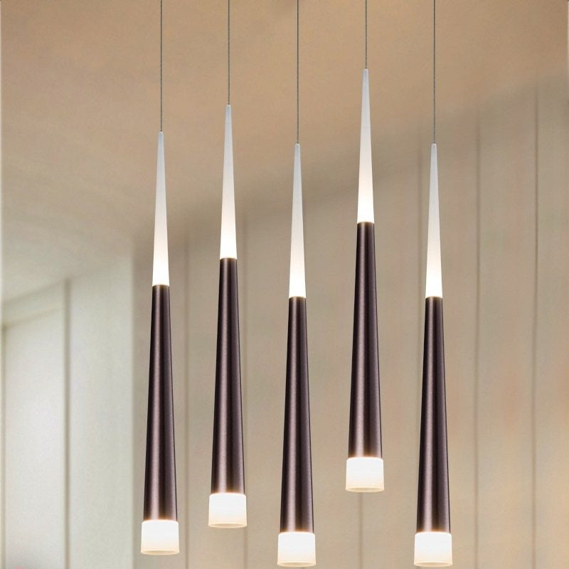 1/5/6 Lights Bar Hanging Pendant Light Tapered Simple Metal Silver/Brown Pendant Lamp in Warm/White/Neutral 5 Brown Clearhalo 'Ceiling Lights' 'Modern Pendants' 'Modern' 'Pendant Lights' 'Pendants' Lighting' 769404