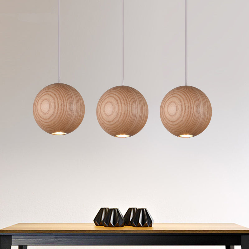 Ball LED Cluster Pendant Light Modern Wooden 1/7/10/16-Head Living Room Ceiling Light Fixture Kit Clearhalo 'Ceiling Lights' 'Pendant Lights' 'Pendants' Lighting' 769441