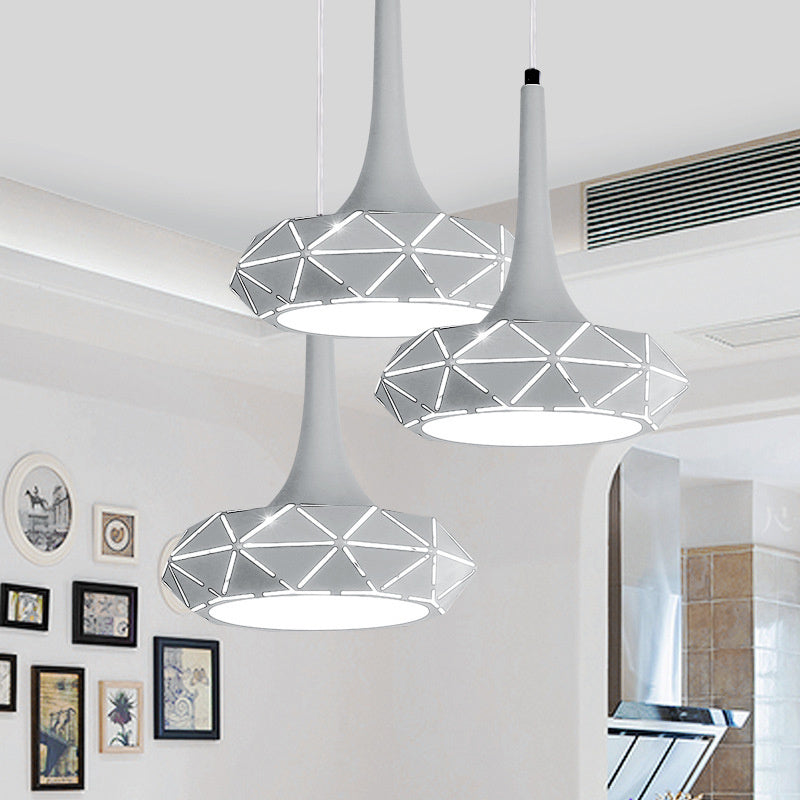 Minimal Round Ceiling Lamp Metal LED Dining Room Cluster Pendant in Warm/White Light with Round/Linear Canopy White Round Clearhalo 'Ceiling Lights' 'Modern Pendants' 'Modern' 'Pendant Lights' 'Pendants' Lighting' 769444