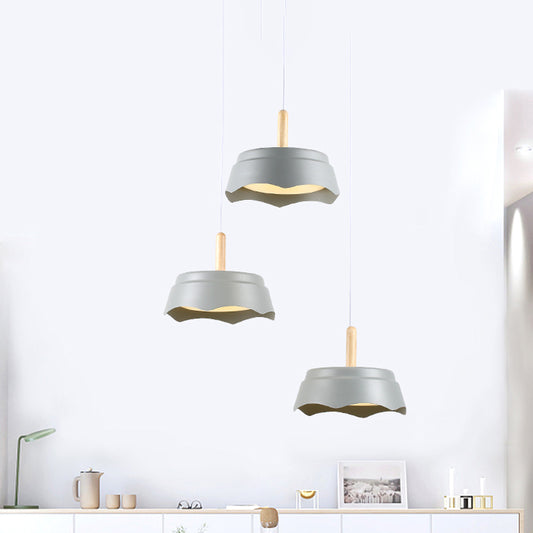 Drum Living Room Suspension Pendant Metal 3 Lights Modernism Hanging Ceiling Light Grey Clearhalo 'Ceiling Lights' 'Modern Pendants' 'Modern' 'Pendant Lights' 'Pendants' Lighting' 769469