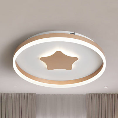 Lovely Star LED Ceiling Light with Ring Acrylic Gold Finish Flush Mount Light for Study Room Gold 19.5" Third Gear Clearhalo 'Ceiling Lights' 'Close To Ceiling Lights' 'Close to ceiling' 'Flush mount' Lighting' 76948