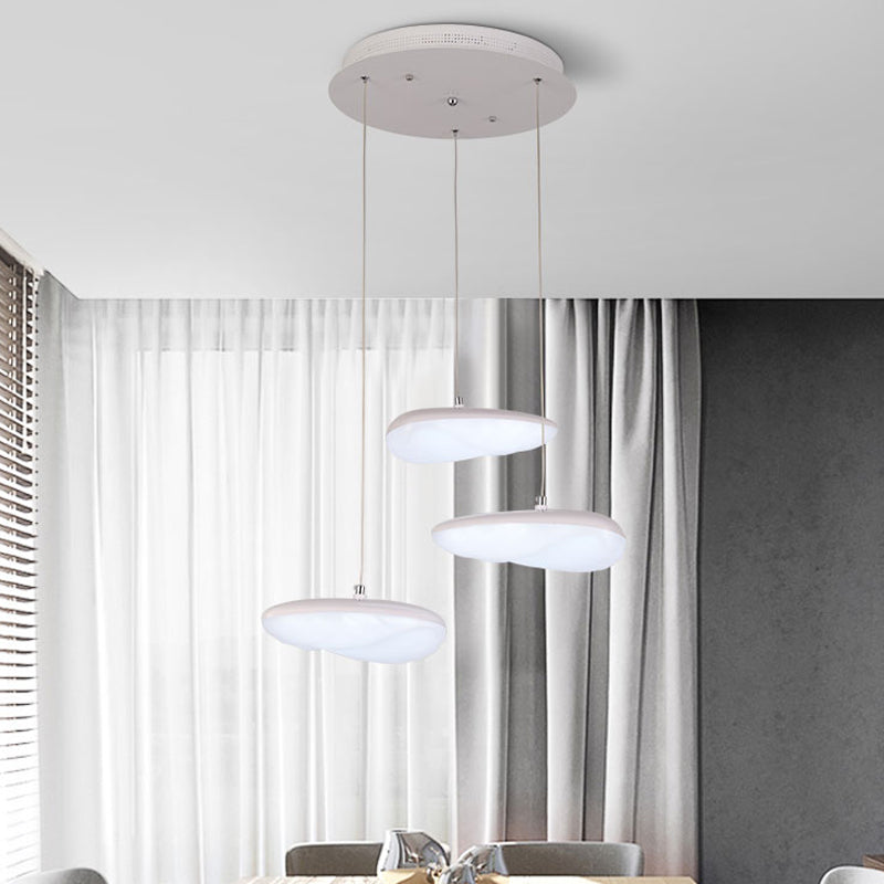 White Geometric Down Lighting Simplicity 3/7 Heads LED Metal Hanging Light Kit with Round/Linear Canopy Clearhalo 'Ceiling Lights' 'Modern Pendants' 'Modern' 'Pendant Lights' 'Pendants' Lighting' 769480