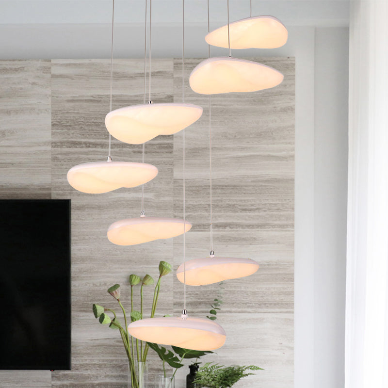 White Geometric Down Lighting Simplicity 3/7 Heads LED Metal Hanging Light Kit with Round/Linear Canopy Clearhalo 'Ceiling Lights' 'Modern Pendants' 'Modern' 'Pendant Lights' 'Pendants' Lighting' 769491