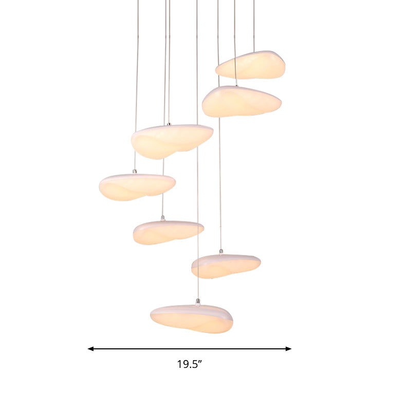 White Geometric Down Lighting Simplicity 3/7 Heads LED Metal Hanging Light Kit with Round/Linear Canopy Clearhalo 'Ceiling Lights' 'Modern Pendants' 'Modern' 'Pendant Lights' 'Pendants' Lighting' 769493