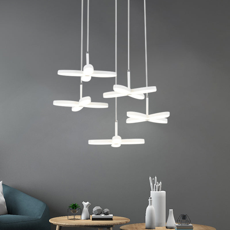 Flower Suspension Lighting Nordic Metal 1/3/5/6 Heads LED White Ceiling Pendant Light in Warm/White Light Clearhalo 'Ceiling Lights' 'Modern Pendants' 'Modern' 'Pendant Lights' 'Pendants' Lighting' 769520