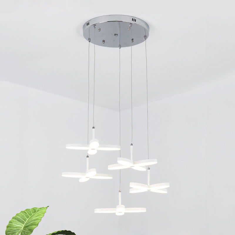 Flower Suspension Lighting Nordic Metal 1/3/5/6 Heads LED White Ceiling Pendant Light in Warm/White Light Clearhalo 'Ceiling Lights' 'Modern Pendants' 'Modern' 'Pendant Lights' 'Pendants' Lighting' 769521