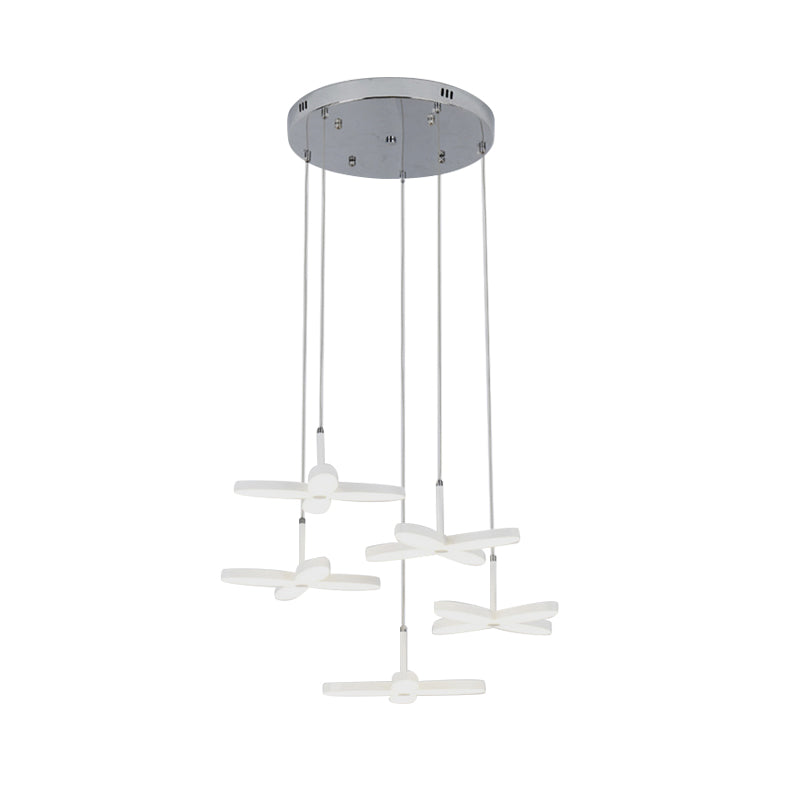 Flower Suspension Lighting Nordic Metal 1/3/5/6 Heads LED White Ceiling Pendant Light in Warm/White Light Clearhalo 'Ceiling Lights' 'Modern Pendants' 'Modern' 'Pendant Lights' 'Pendants' Lighting' 769522