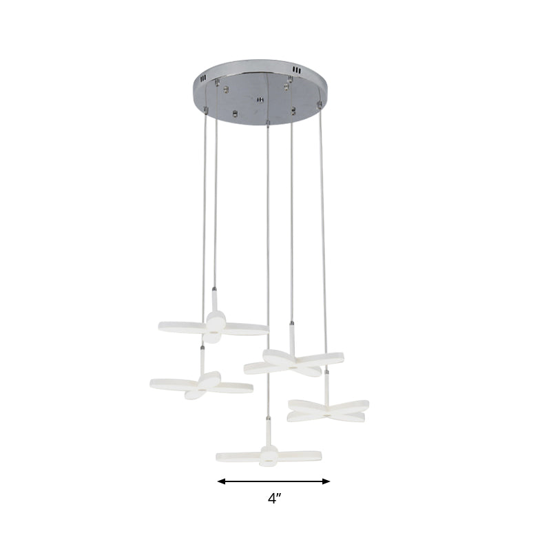 Flower Suspension Lighting Nordic Metal 1/3/5/6 Heads LED White Ceiling Pendant Light in Warm/White Light Clearhalo 'Ceiling Lights' 'Modern Pendants' 'Modern' 'Pendant Lights' 'Pendants' Lighting' 769523