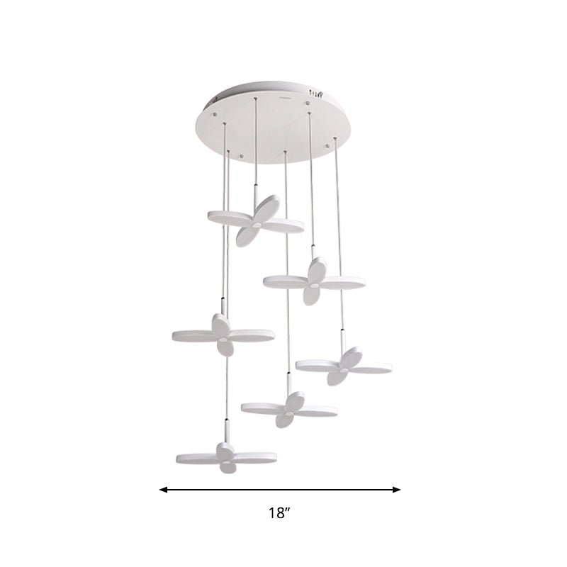 Flower Suspension Lighting Nordic Metal 1/3/5/6 Heads LED White Ceiling Pendant Light in Warm/White Light Clearhalo 'Ceiling Lights' 'Modern Pendants' 'Modern' 'Pendant Lights' 'Pendants' Lighting' 769528