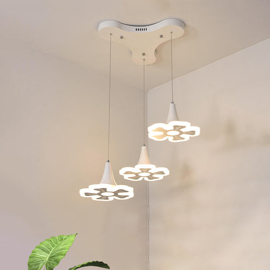 Modern Flower Cluster Pendant Acrylic LED 3/5 Lights Dining Room Ceiling Lighting in Warm/White Light Clearhalo 'Ceiling Lights' 'Modern Pendants' 'Modern' 'Pendant Lights' 'Pendants' Lighting' 769531