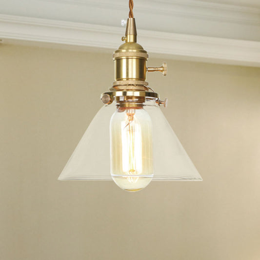 Height Adjustable Cone Pendant Lighting Clear Glass 1 Lights Hanging Light for Kitchen Clear 1 Clearhalo 'Ceiling Lights' 'Glass shade' 'Glass' 'Industrial Pendants' 'Industrial' 'Middle Century Pendants' 'Pendant Lights' 'Pendants' 'Tiffany' Lighting' 769631