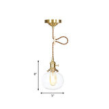 Vintage-Style Globe Pendant Lighting Clear Glass 1 Light Hanging Lighting Fixture for Foyer Clearhalo 'Ceiling Lights' 'Glass shade' 'Glass' 'Industrial Pendants' 'Industrial' 'Middle Century Pendants' 'Pendant Lights' 'Pendants' 'Tiffany' Lighting' 769659