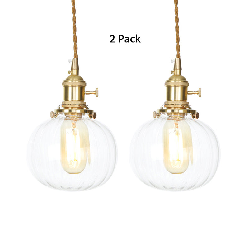 Vintage-Style Globe Pendant Lighting Clear Glass 1 Light Hanging Lighting Fixture for Foyer Clear 2 Clearhalo 'Ceiling Lights' 'Glass shade' 'Glass' 'Industrial Pendants' 'Industrial' 'Middle Century Pendants' 'Pendant Lights' 'Pendants' 'Tiffany' Lighting' 769660