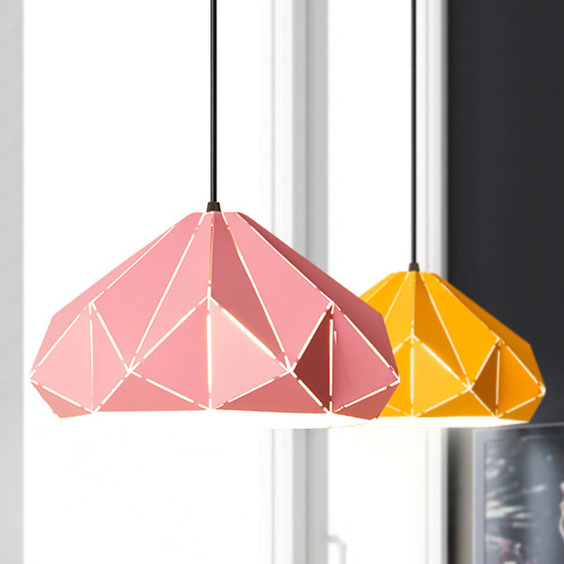 Origami Metal Hanging Pendant Light Contemporary 1 Light Blue/Pink/Yellow Ceiling Light Clearhalo 'Ceiling Lights' 'Modern Pendants' 'Modern' 'Pendant Lights' 'Pendants' Lighting' 769739